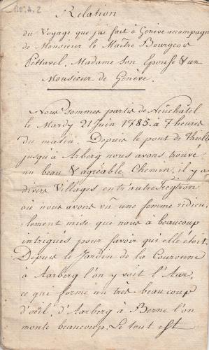 Un voyage en Suisse en juin 1785